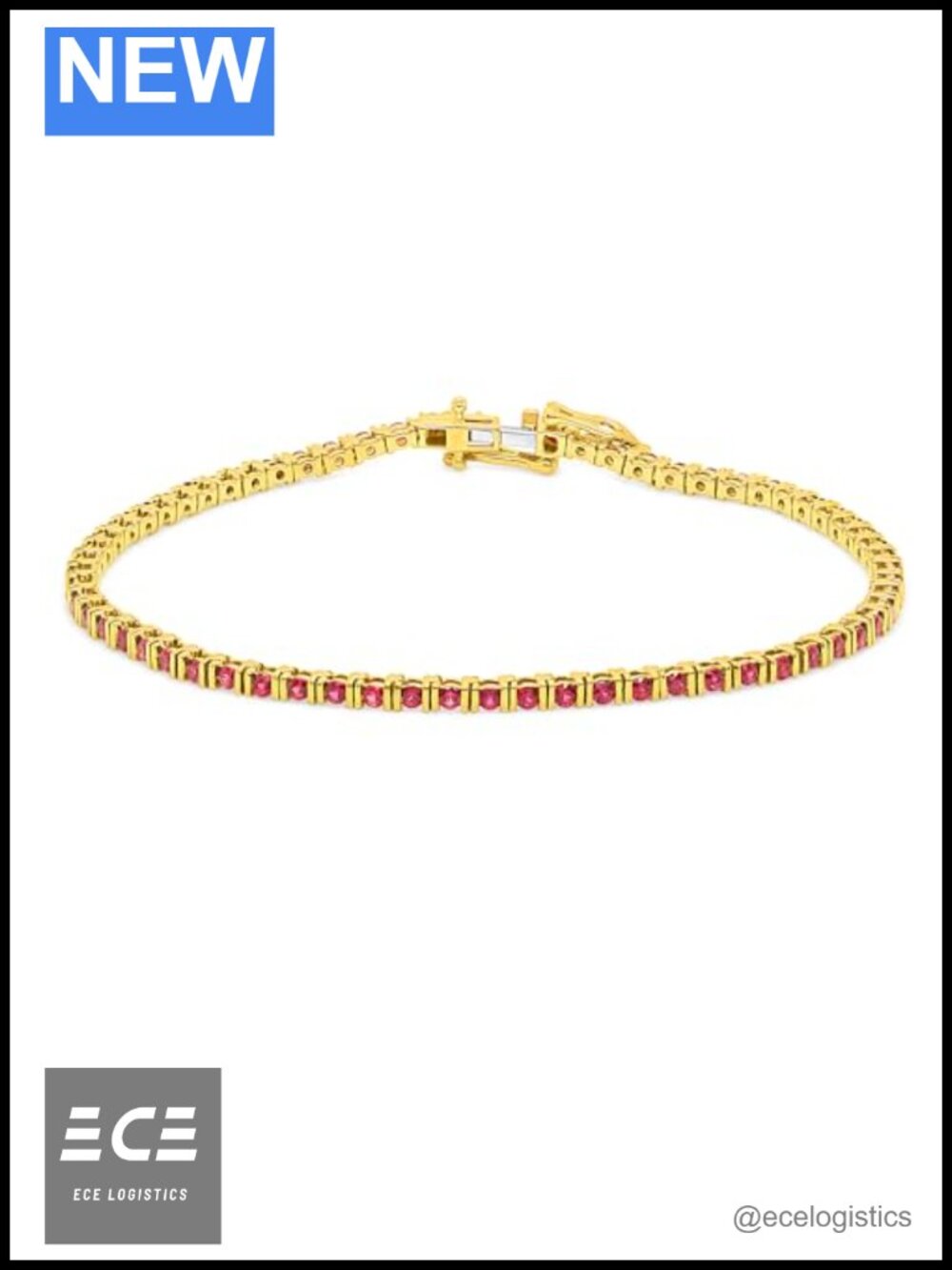 Round Cut Simulated Birthstone Tennis Bracelet 14K Gold Over Sterling Silver